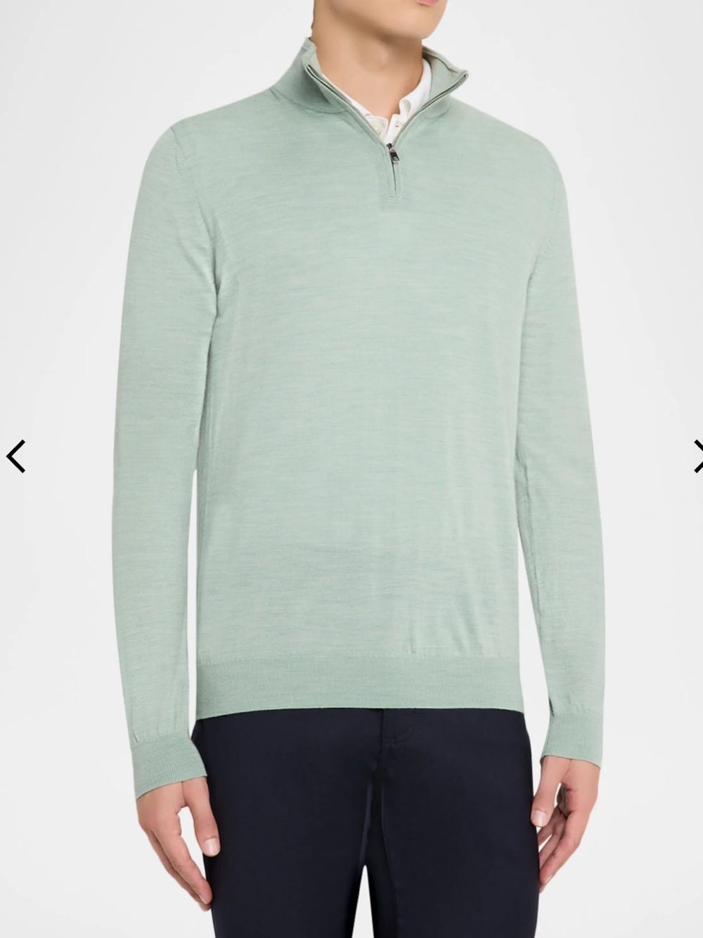 Reiss Blackhall Merino Wool Funnel Neck Quarter-Zip Sweater Size L